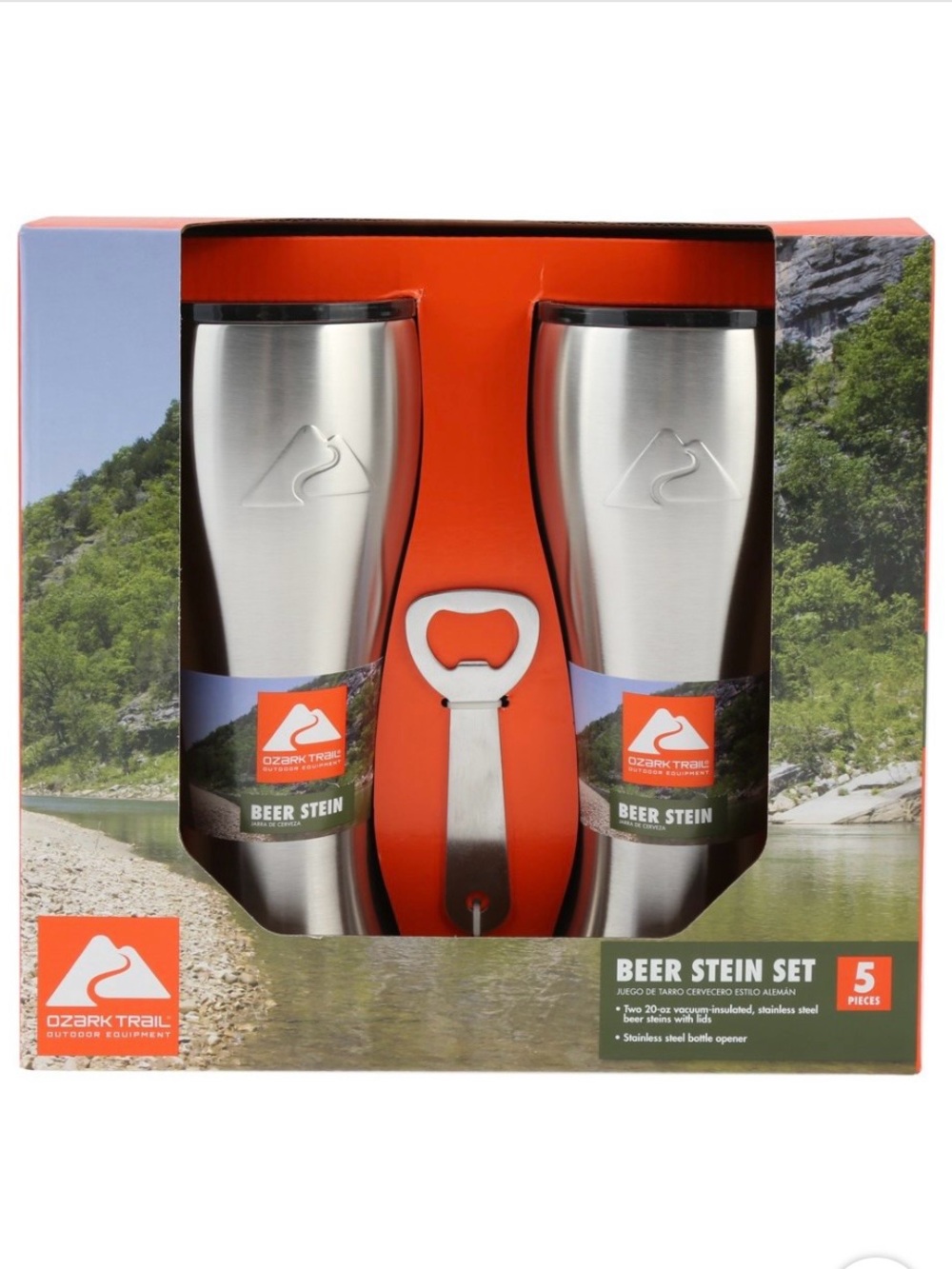 Ozark Trail 20 oz Insulated Stainless Steel Beer Stein Set 5 Piece New In Box